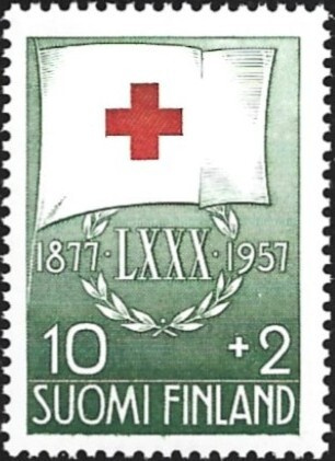 1957 Punainen Risti 10 mk + 2 mk **  LaPe 482