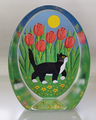 Iittala ' kissa ja tulppaanit' lasikortti!