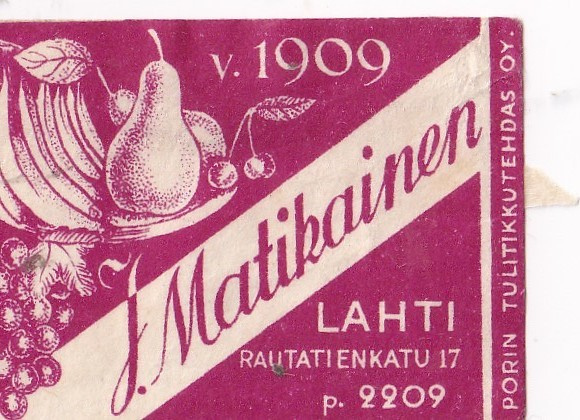 Lahti. J. Matikainen v. 1909   b579