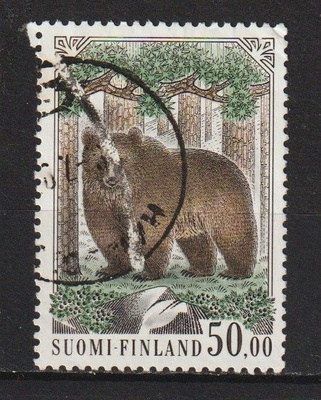 1989 50mk Yleismerkki Karhu leimattuna