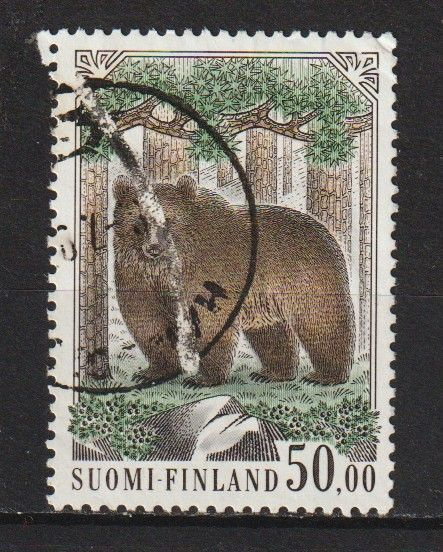 1989 50mk Yleismerkki Karhu leimattuna