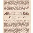 Purkkakuva Hellas Filmitähti-sarja n:o 43 PAUL ANKA. - pikkukuva 2