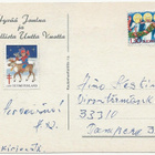 Tub Joulumerkki 1986 Poro ja tonttu kortilla - pikkukuva 1