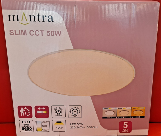 Mantra Slim ledvalaisin 50 w CCt kattoon
