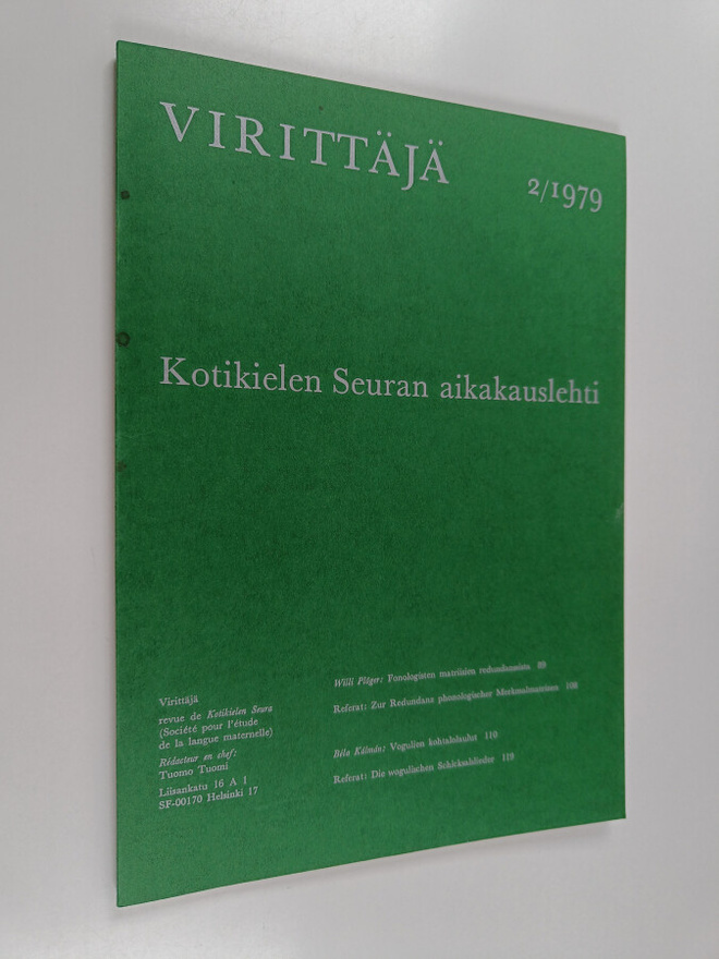 Virittäjä 2/1979 - Kotikielen Seuran aikakauslehti