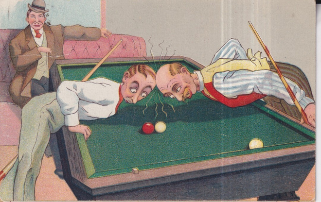 Biljardi. Snooker,  piirros. huumori  e105