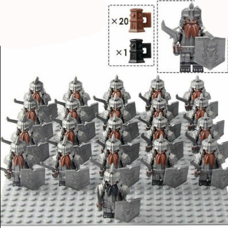 LOTR 21x DWARF TROOPS  Lego figure - HEAD HUNTER STORE.