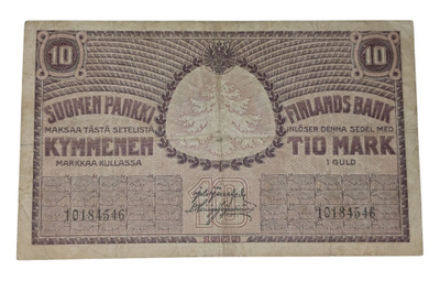 10 Markkaa 1909 10184546 (Tasavalta, 8 numeroa) SNY 141.2