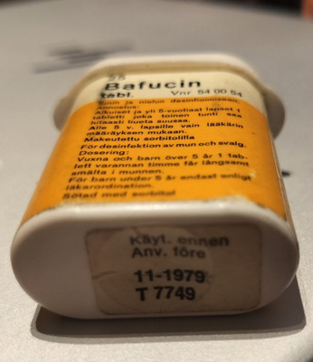Bafucin -lääkepurkki, 1970-luku