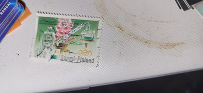 Suomi Finland apteekkilaitos 300 vuotta postimerkki leimattu