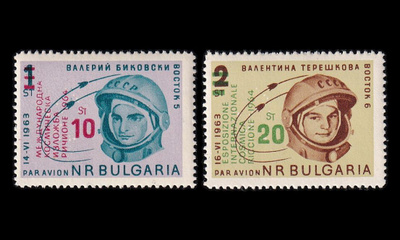 Bulgaria 1476-7 ** Postimerkkinäyttely avaruus (1964)