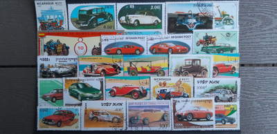 Autot / Autoja Postimerkkejä, Leimattuja 24 kpl