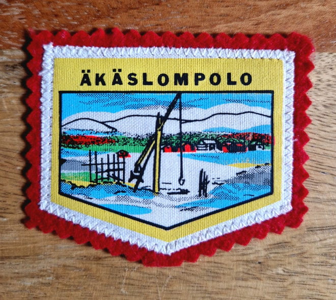 Äkäslompolo vintage kangasmerkki