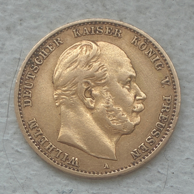 Kultaraha Saksa 1880, 10 Mark A Prussia Wilhelm, kulta