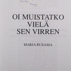 Marja Rusama : Oi muistatko vielä sen virren (signeerattu... - pikkukuva 2