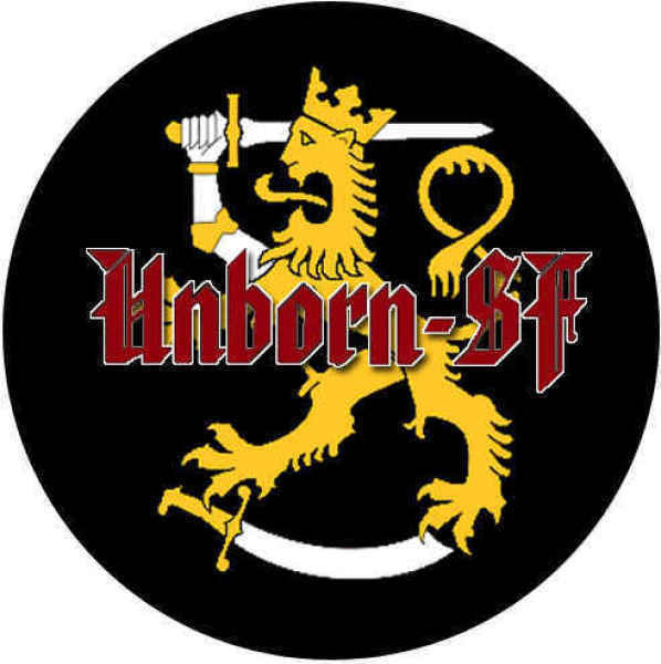 UNBORN-SF **vaakunaleijona** 1" RINTAMERKKI"