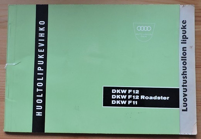 DKW F12, DKW F12 Roadster ja DKW F11 huoltolipukevihko