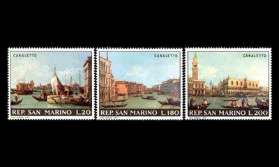San Marino 972-4 ** Taide maalauksia Antonio Canaletto (1971