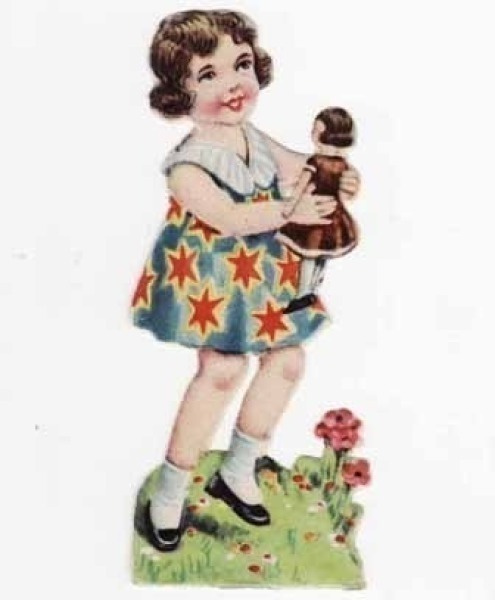 BNK / Tähtimekkoinen tyttö ja nukke. 1930-l.