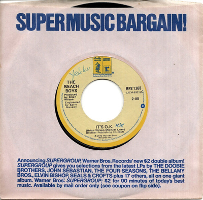 BEACH BOYS: It's O.K. / Had To Phone You  7"
