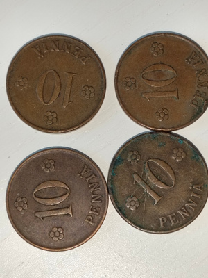 10 penniä 1919 4kpl
