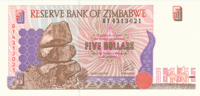 Zimbabwe 5 Sollars 1997 P5 #703
