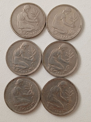 saksa 50 pfennig f-j