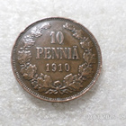 10 penniä 1910 kulkematon tasaisesti hienosti patinoitunut - pikkukuva 3