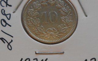 SVEITSI  10 Rappen  v. 1974  KM#27  Circ