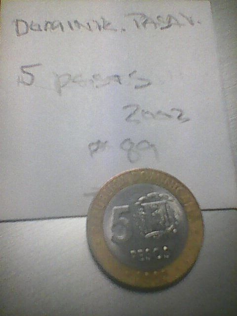 Dominikaaninen tasavalta 5 pesos 2002, km#89