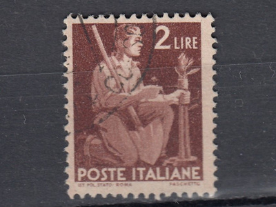 Italia 1945 Mi 691A Gardener Tying Sapling to Stake