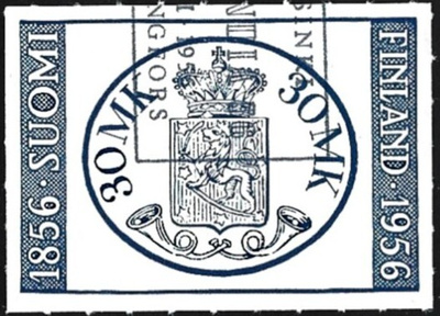 1956 Suomen postimerkki 100 vuotta erikoisleima LaPe 457