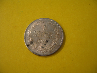 1 markka 1915 - hopeaa