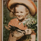 kuvakortti, tyttö ja vuohipukki, kulkenut 1957 - pikkukuva 1