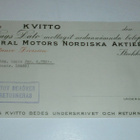 Kuitti General Motors Nordiska Aktiebolag, vanha - pikkukuva 1