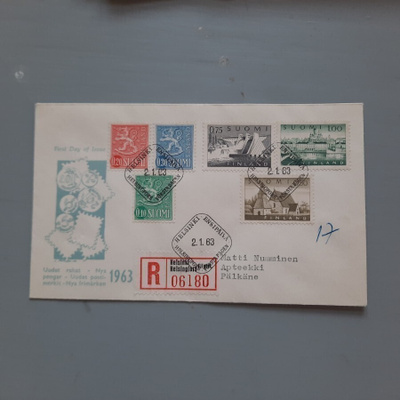 FDC Suomi 1963 M-63 0,10-1mk R-kuori, kulkenut