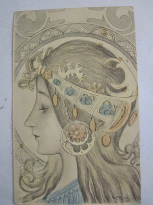 VANHA Postikortti Jugend Art Nouveau ennen 1905 sign Ritella
