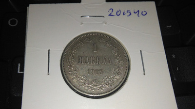 1 Markka 1907 Hopeaa VF+-XF