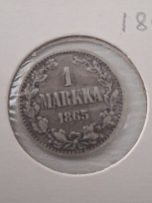 1markka hopea suomen eka 1865
