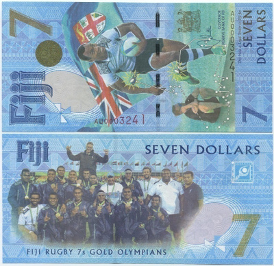 Fiji Fidzi 7 Dollars 2016 (2017) UNC, Rugby 7s Gold Comm.