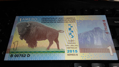 Ameririca North 1 Amero Biisoni fantasia seteli UNC polymer