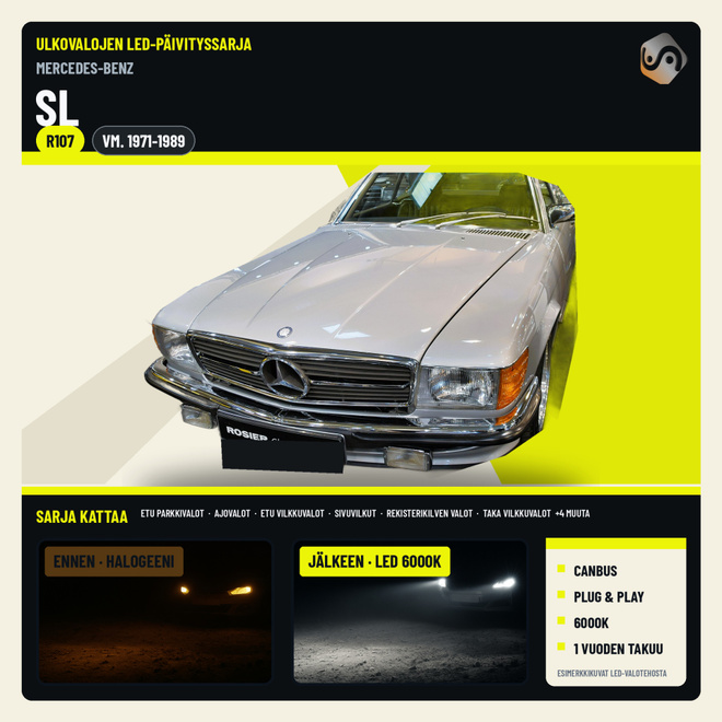 SL (W107 / R107) 1971-1989 Ulkoiset LED -valot