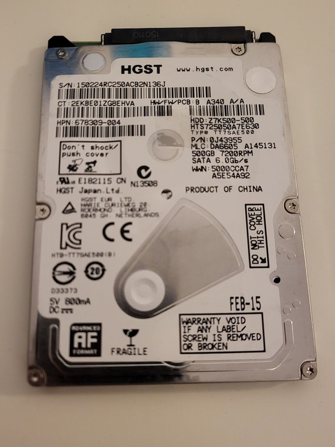 HGST 500GB 2,5" 7200RPM SATA kovalevy