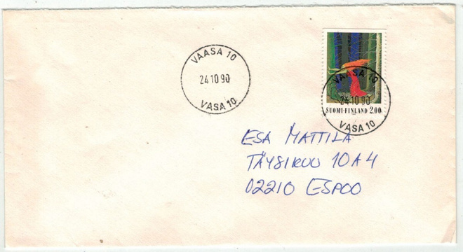 1990 Koivu "Satu jättiläisistä" loistoleimainen kirje