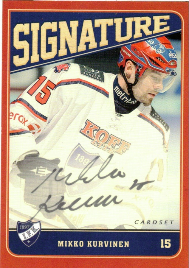 2013-14 Cardset MIKKO KURVINEN HIFK signature nimmari