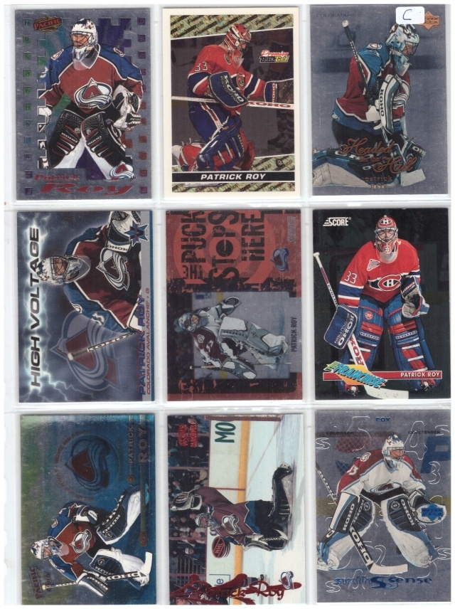 9 x Mv PATRICK ROY Avalance, Canadiens, Erikois/Parallel ym.