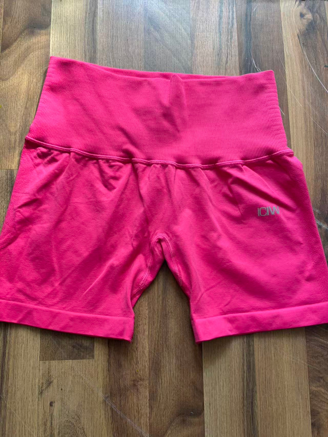 ICIW Hot Pink Ribbed Workout Shorts