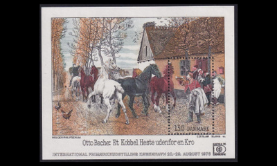 Tanska 629BL03 ** Hafnia postimerkkinäyttely (1976)