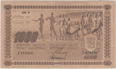 1000 Markkaa 1922 Litt.C J-sarjaa, kl.4