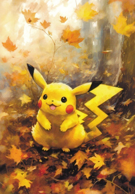 Pikachu ja syksyn lehdet